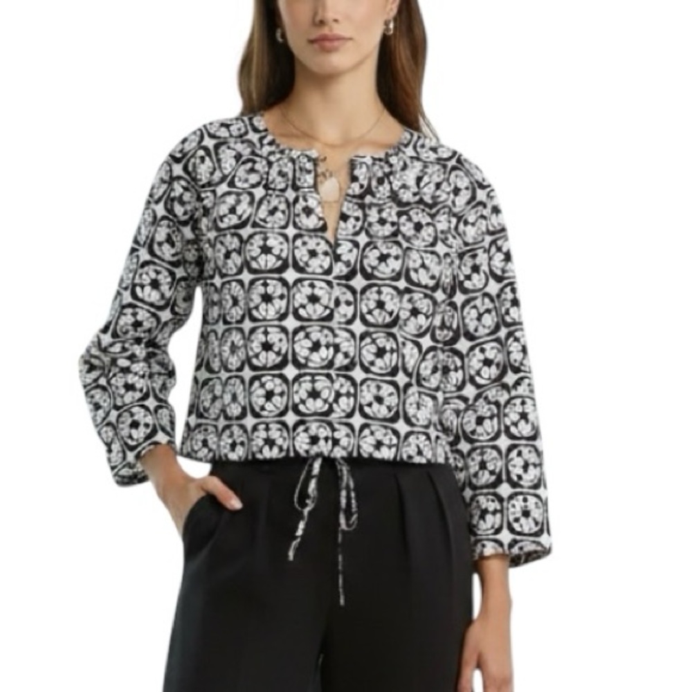 Jason Wu Poplin Printed Cropped Top Blouse
